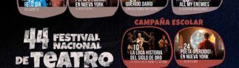 Cartel con la programación oficial del 44 Festival Nacional de Teatro Vegas Bajas, Puebla de la Calzada.